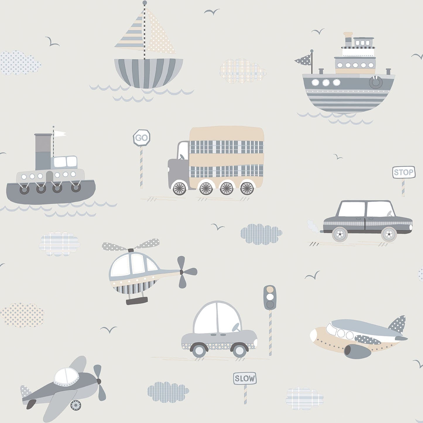 Tiny Tots 2 Transportation Wallpaper - Greige / Tan - Galerie - G78417Wallpaper199