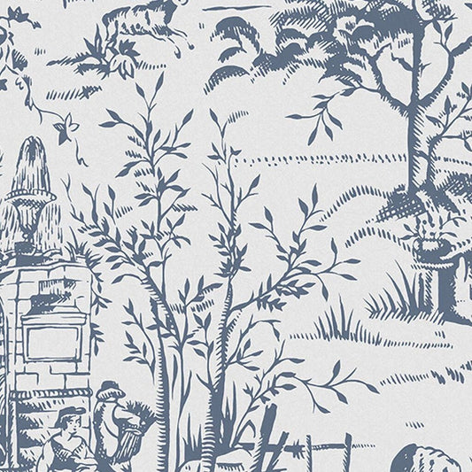 Toile de Jouy Wallpaper - Dark Seaspray Blue - Laura Ashley - 118494Wallpaper199