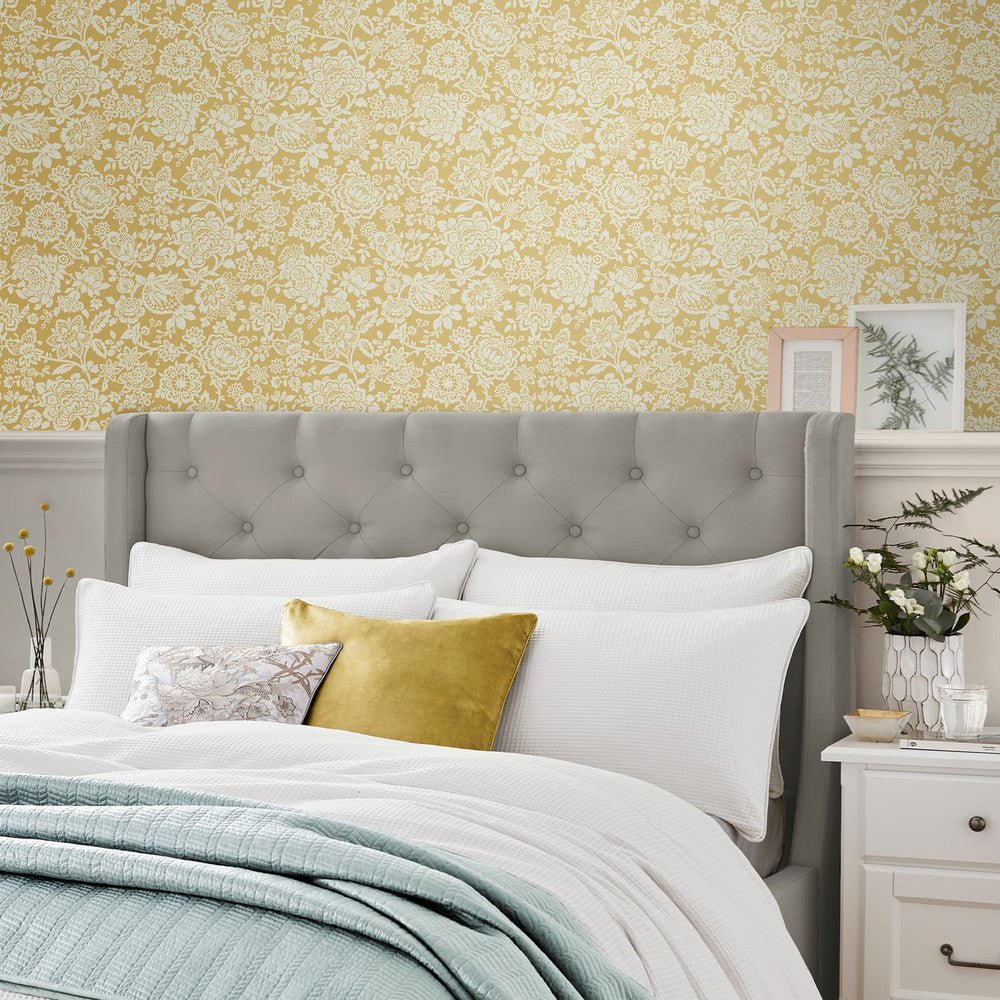 Trailing Laurissa Pale Wallpaper - Ochre Yellow - Laura Ashley - 121072Wallpaper199