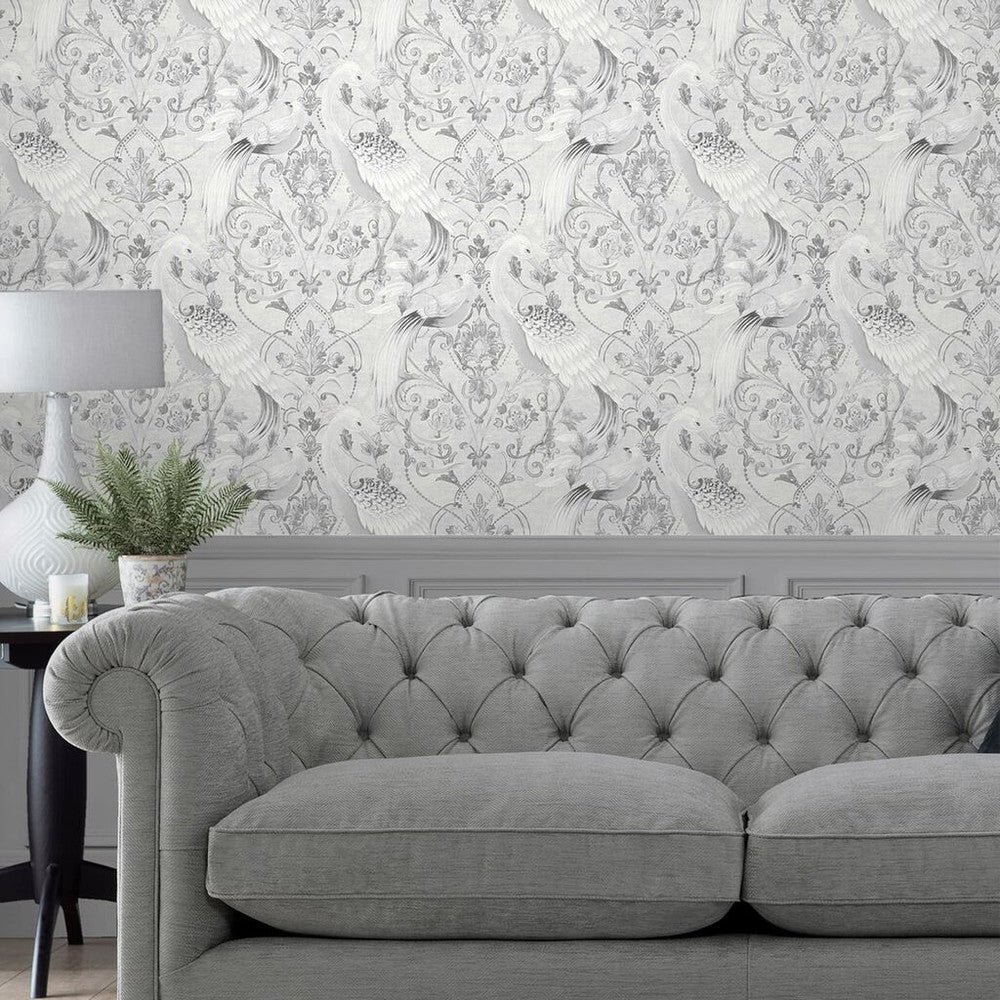 Tregaron Wallpaper - Silver - Laura Ashley - 119868Wallpaper199