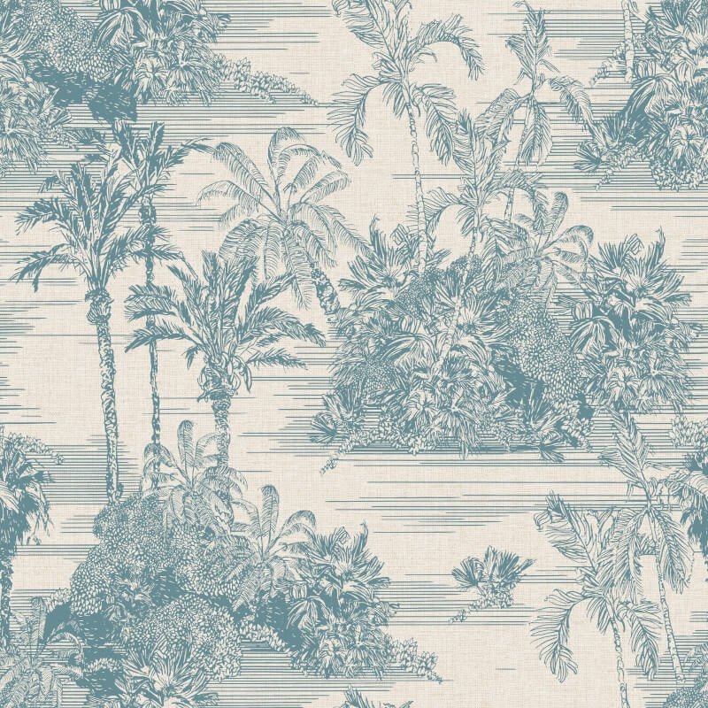 Tropical Toile Wallpaper - Cream/Blue - Muriva - M37311Wallpaper199