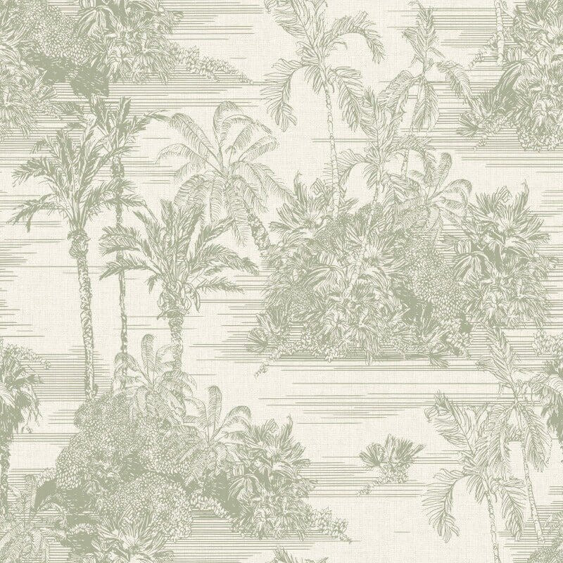 Tropical Toile Wallpaper - Cream/Olive - Muriva - M37304Wallpaper199