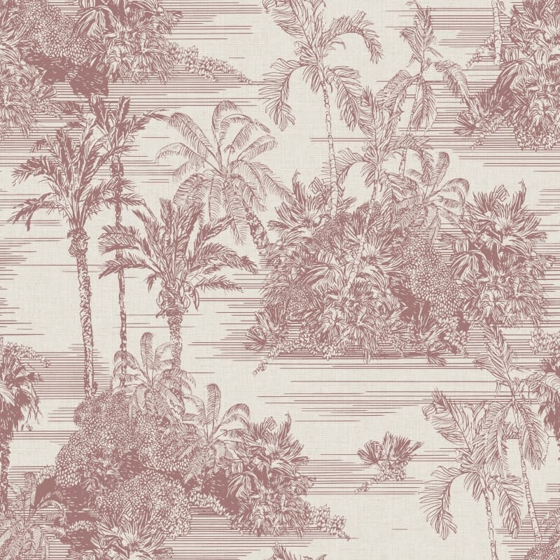 Tropical Toile Wallpaper - Cream/Red - Muriva - M37310Wallpaper199