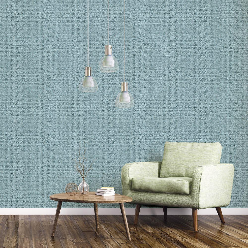 Utopia Herringbone Weave Wallpaper - Green - Galerie - G68025Wallpaper199