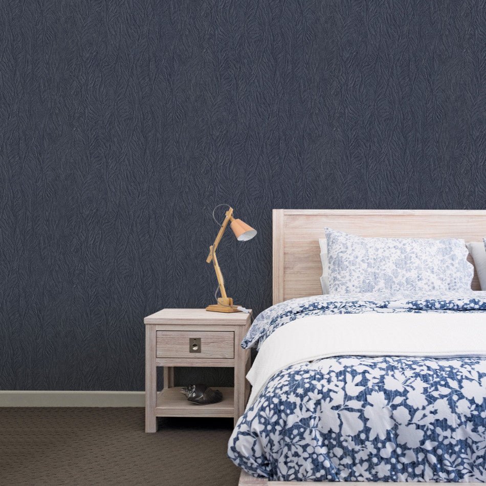 Utopia Leaf Emboss Wallpaper - Blue - Galerie - G67812Wallpaper199