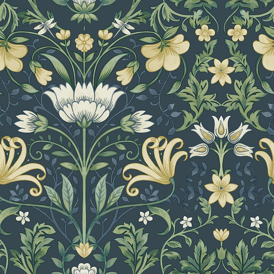 Vintage Floral Wallpaper - Navy - Holden Décor - 13391Wallpaper199