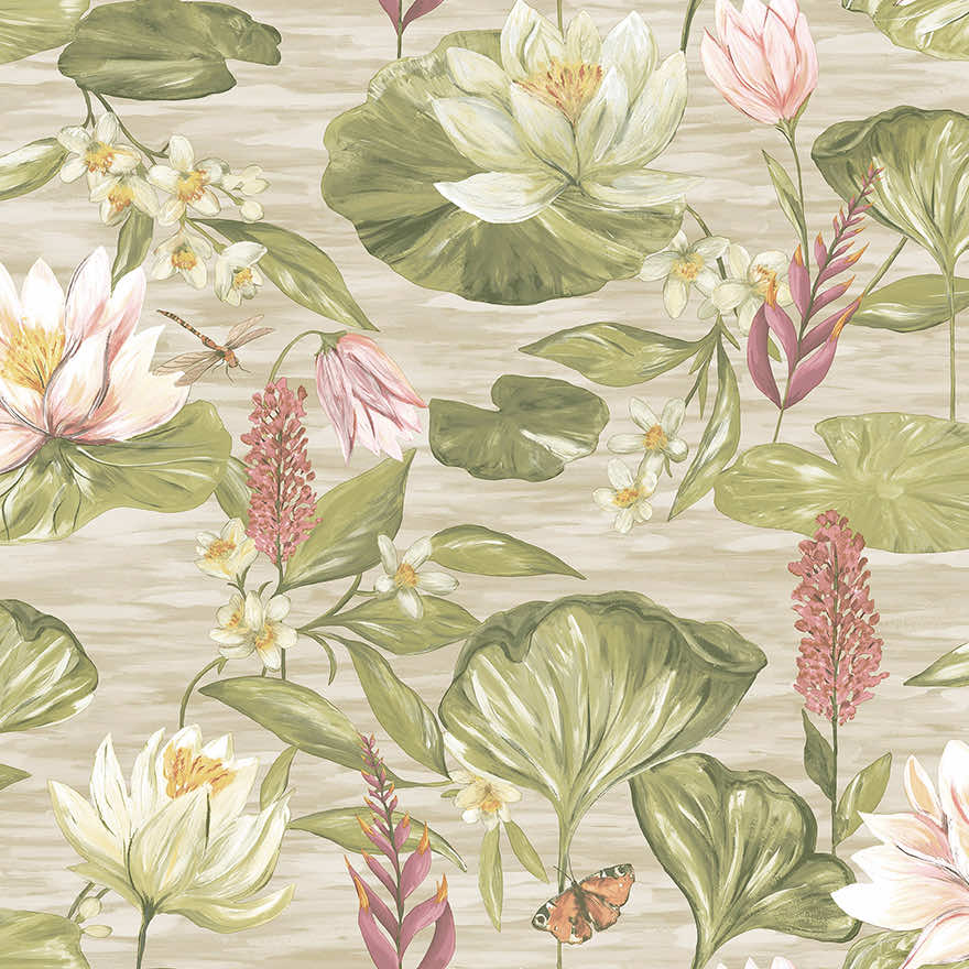 Water Lily Wallpaper - Beige - Holden Décor - 91642Wallpaper199