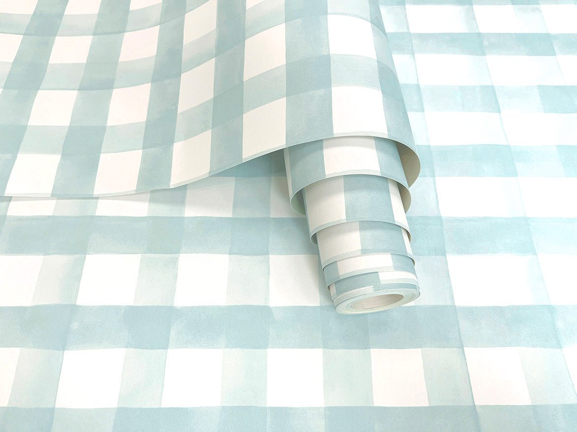 Watercolour Gingham Wallpaper - Soft Teal - Holden Décor - 13293Wallpaper199