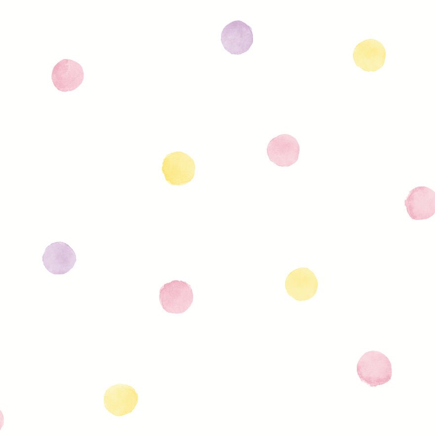 Watercolour Polka Dots Wallpaper - Pink_Yellow - Holden Décor - 91000Wallpaper199