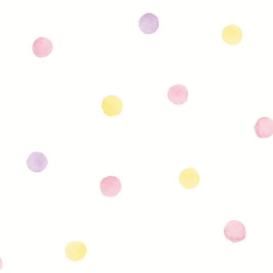Watercolour Polka Dots Wallpaper - Pink_Yellow - Holden Décor - 91000Wallpaper199
