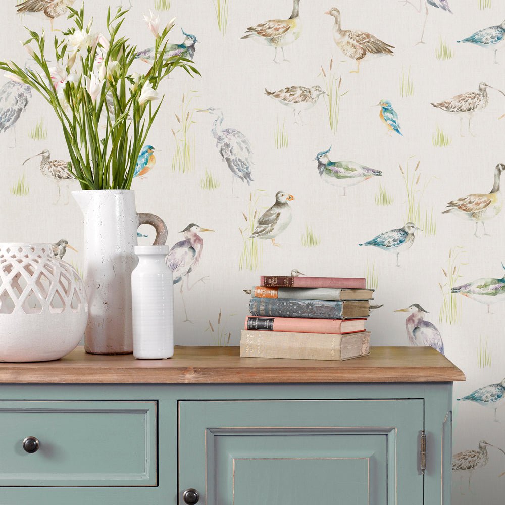 Waterfowl Wallpaper - Linen - Voyage Maison - WATERFO/WPO/LINWallpaper199