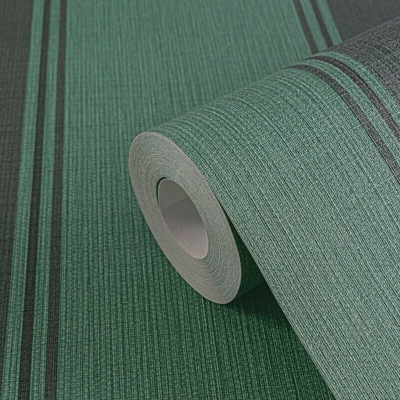 Wide Linear Stripe Wallpaper - Green/Black - Michalsky Living - 39983-4Wallpaper199