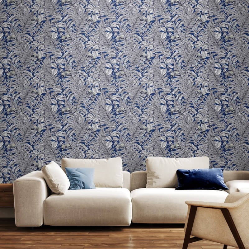 Wild Ferns Wallpaper - Indigo - Hoopla Walls - HWA1201WWallpaper199