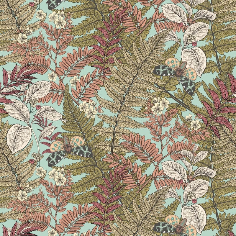 Wild Ferns Wallpaper - Rosehip - Hoopla Walls - HWA1196WWallpaper199