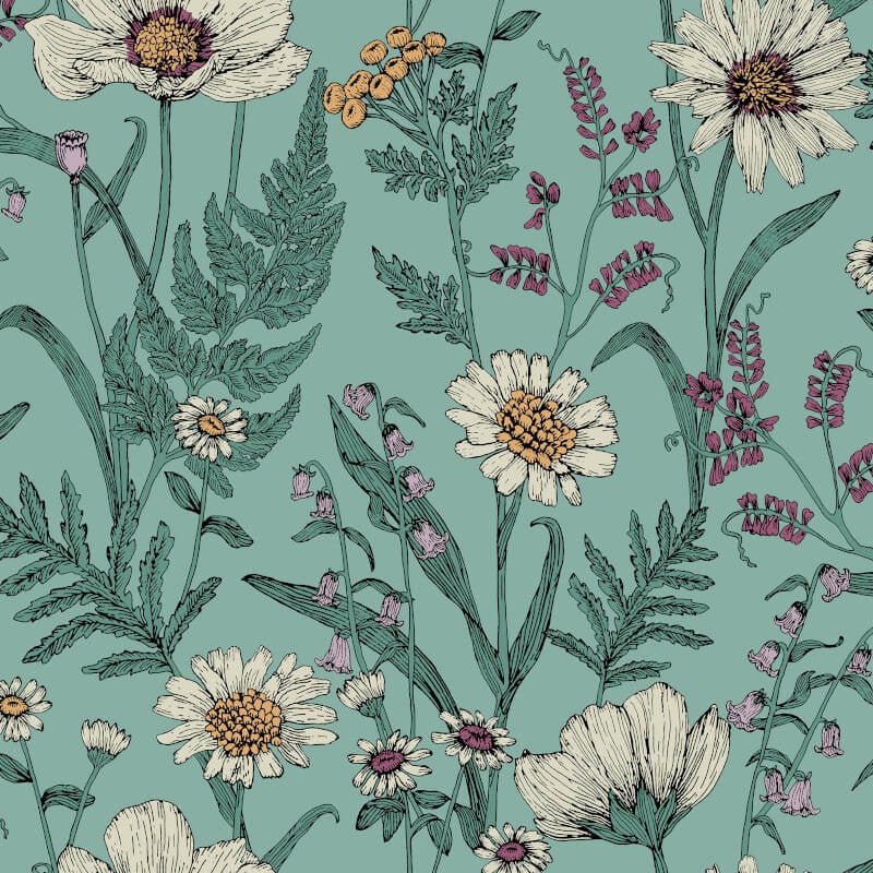 Wild Meadow Wallpaper - Blue Multi - Fine Décor - FD43338Wallpaper199