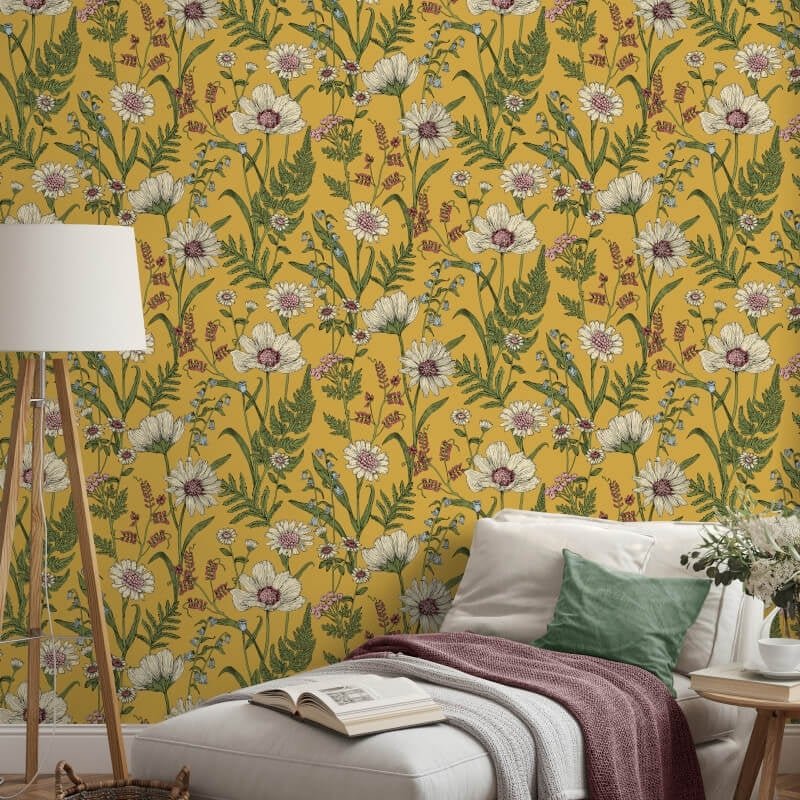 Wild Meadow Wallpaper - Mustard Multi - Fine Décor - FD43336Wallpaper199