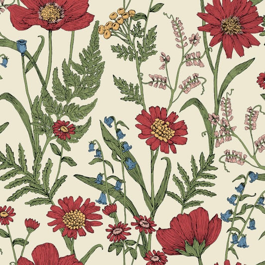 Wild Meadow Wallpaper - Red Multi - Fine Décor - FD43335Wallpaper199