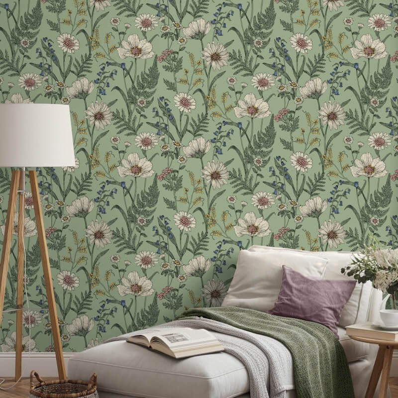 Wild Meadow Wallpaper - Sage Multi - Fine Décor - FD43337Wallpaper199