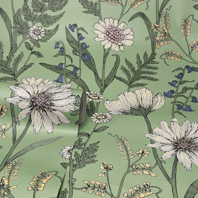 Wild Meadow Wallpaper - Sage Multi - Fine Décor - FD43337Wallpaper199