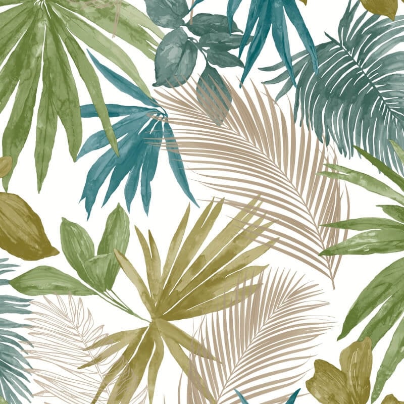 Wild Palm Leaves Metallic Wallpaper - Green/Gold - Grandeco - JF3602Wallpaper199