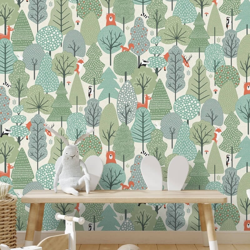 Wild Wood Metallic Wallpaper - Green - Muriva - M51604Wallpaper199