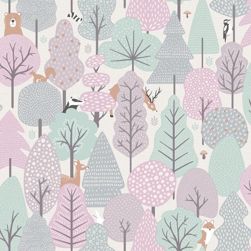 Wild Wood Metallic Wallpaper - Pink/Teal - Muriva - M51603Wallpaper199