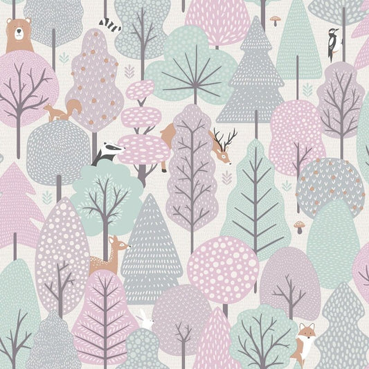 Wild Wood Metallic Wallpaper - Pink/Teal - Muriva - M51603Wallpaper199