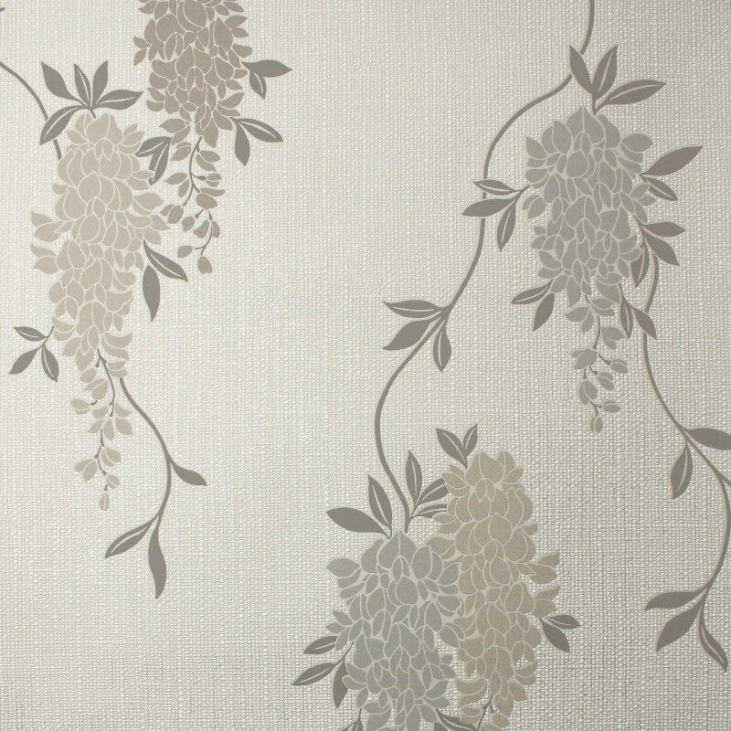 Wisteria Floral Metallic Wallpaper - Neutral - Fine Décor - FD43673Wallpaper199