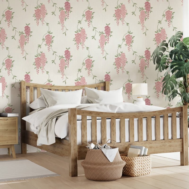 Wisteria Floral Metallic Wallpaper - Pink - Fine Décor - FD43671Wallpaper199