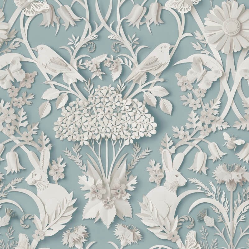Woodland 3D Effect Wallpaper - Blue - Fine Décor - FD43605Wallpaper199