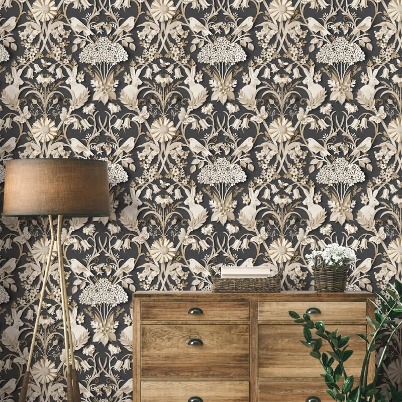 Woodland 3D Effect Wallpaper - Charcoal - Fine Décor - FD42948Wallpaper199