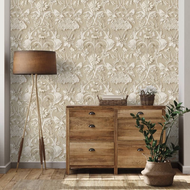 Woodland 3D Effect Wallpaper - Natural - Fine Décor - FD43606Wallpaper199