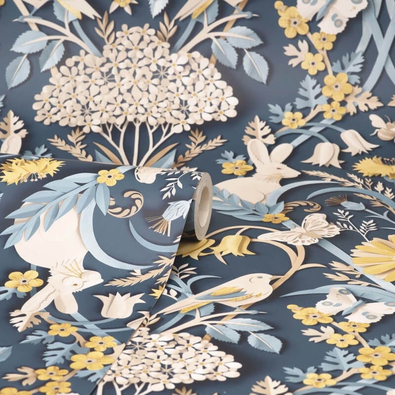 Woodland 3D Effect Wallpaper - Navy - Fine Décor - FD42950Wallpaper199