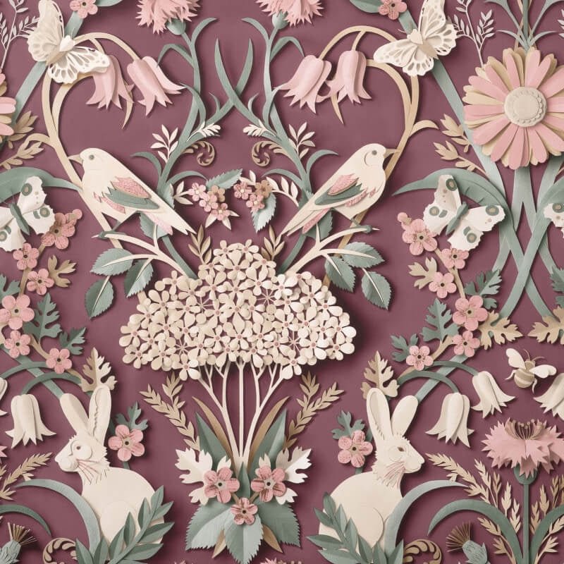 Woodland 3D Effect Wallpaper - Plum - Fine Décor - FD42949Wallpaper199