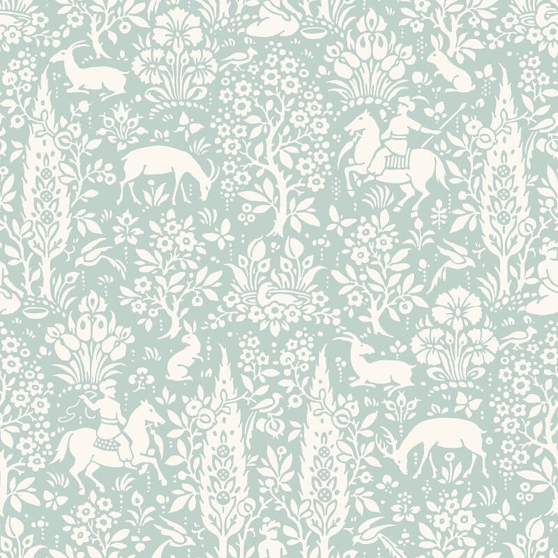 Woodland Floral Wallpaper - Duck Egg - Crown - M1166Wallpaper199