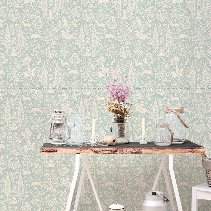 Woodland Floral Wallpaper - Duck Egg - Crown - M1166Wallpaper199