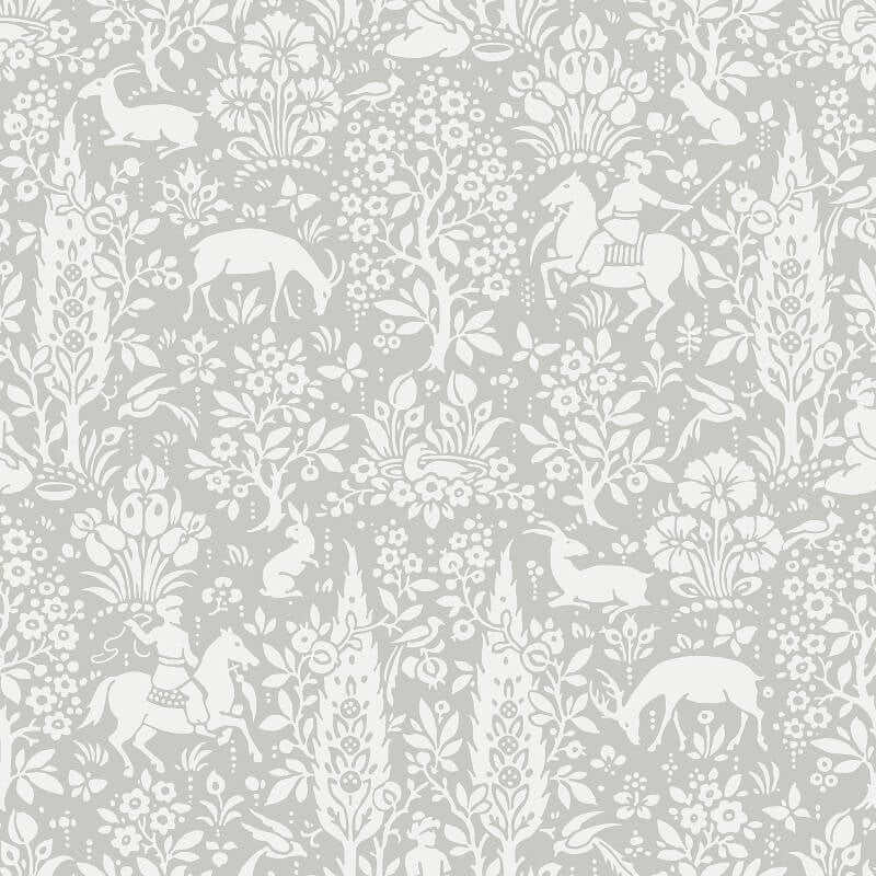 Woodland Floral Wallpaper - Grey - Crown - M1168Wallpaper199