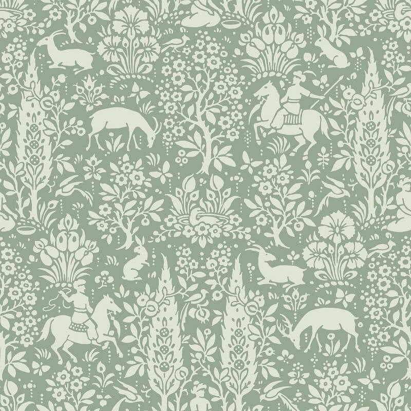 Woodland Floral Wallpaper - Sage Green - Crown - M1167Wallpaper199