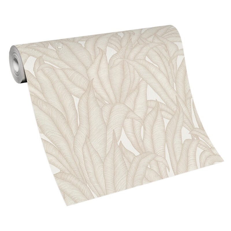 Zanzibar Leaf Metallic Wallpaper - Beige - Erismann - 10371 - 26Wallpaper199