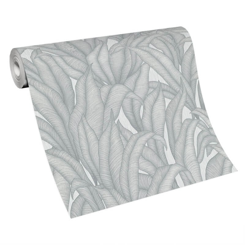 Zanzibar Leaf Metallic Wallpaper - Light Grey - Erismann - 10371 - 31Wallpaper199
