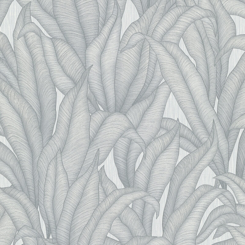 Zanzibar Leaf Metallic Wallpaper - Light Grey - Erismann - 10371 - 31Wallpaper199