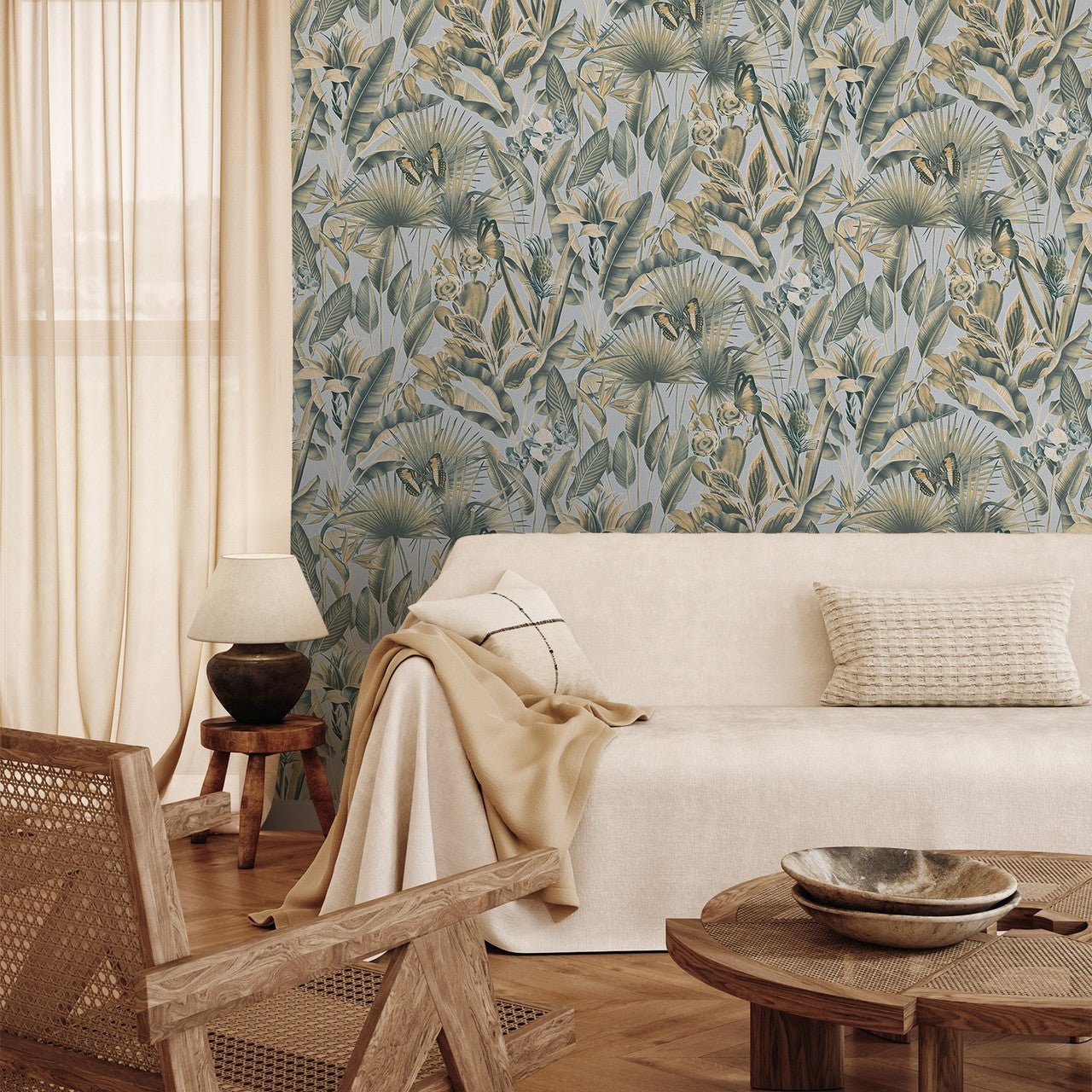 Zanzibar Vasari Wallpaper - Chalky Blue - Rasch - 400013Wallpaper199