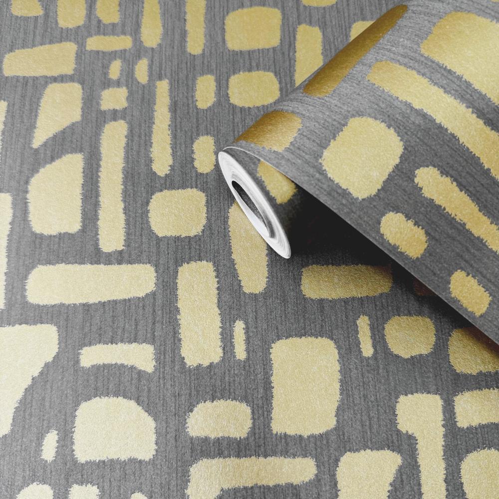Zen Chunky Geo Wallpaper - Gold / Silver Grey - Galerie - DWP0364 - 03Wallpaper199