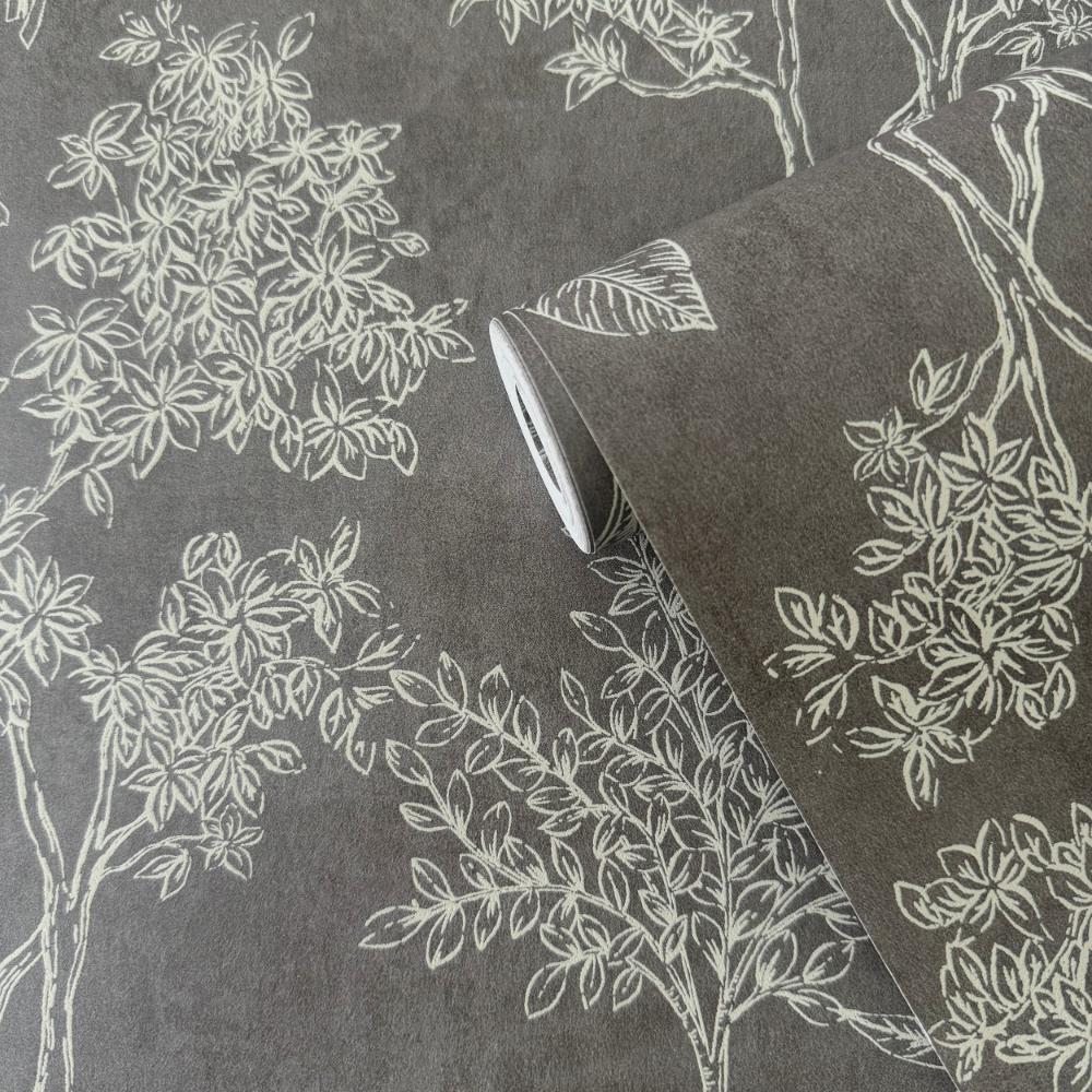 Zen Floating Foliage Wallpaper - Charcoal Grey - Galerie - DWP0361 - 05Wallpaper199