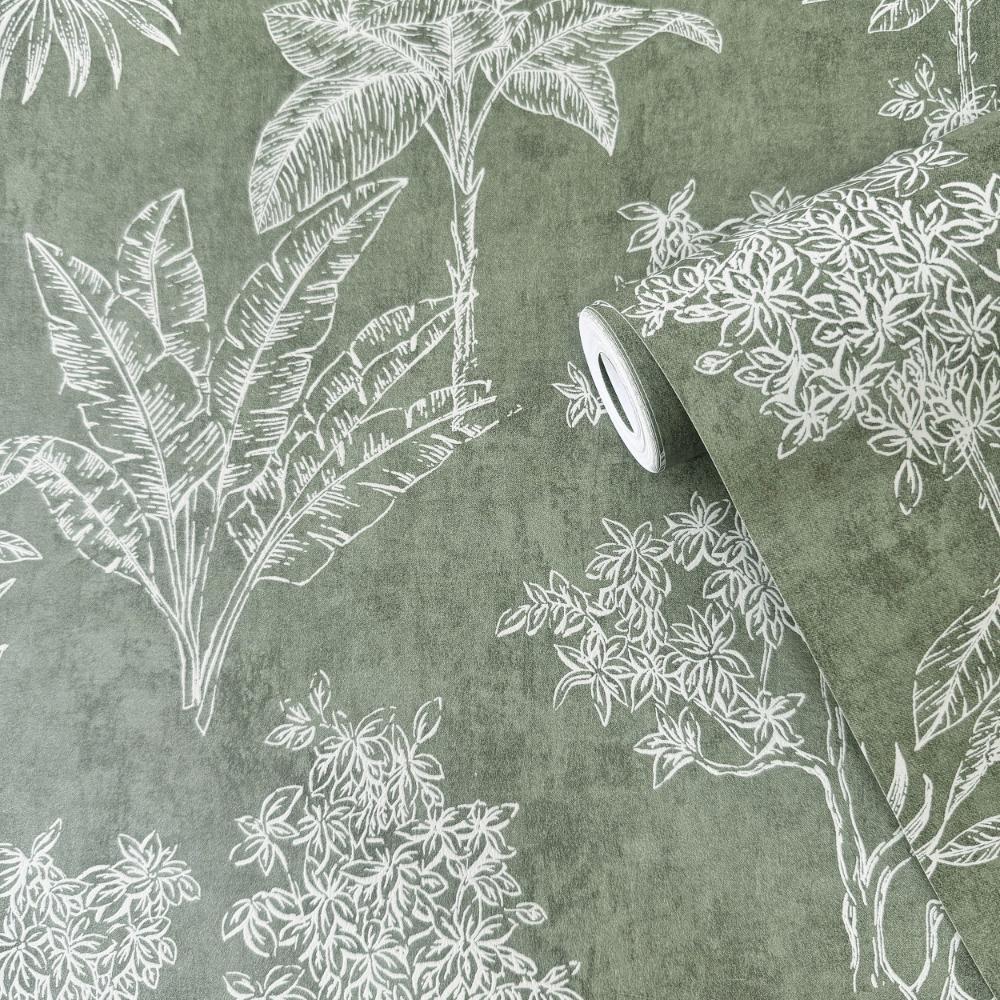 Zen Floating Foliage Wallpaper - Green - Galerie - DWP0361 - 01Wallpaper199