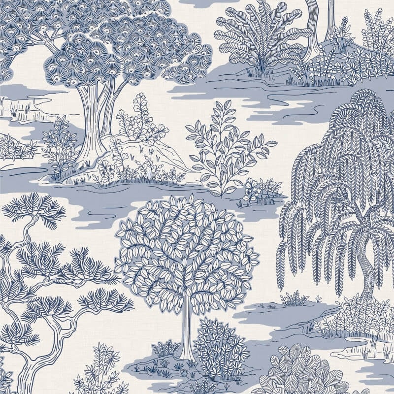 Zen Oriental Landscape Wallpaper - Blue - Fine Décor - FD43443Wallpaper199