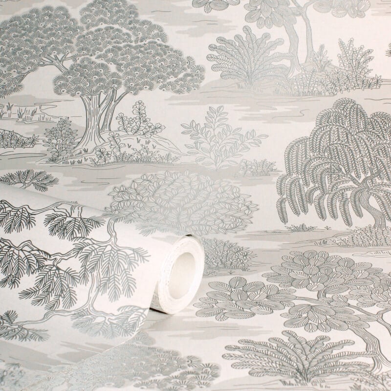 Zen Oriental Landscape Wallpaper - Silver - Fine Décor - FD43441Wallpaper199