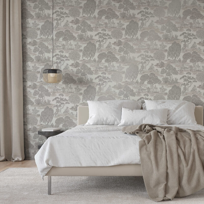 Zen Oriental Landscape Wallpaper - Silver - Fine Décor - FD43441Wallpaper199